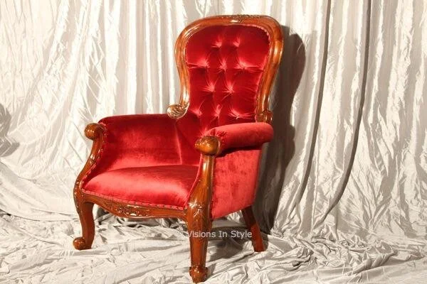 Red Velvet Grandfather Armchair