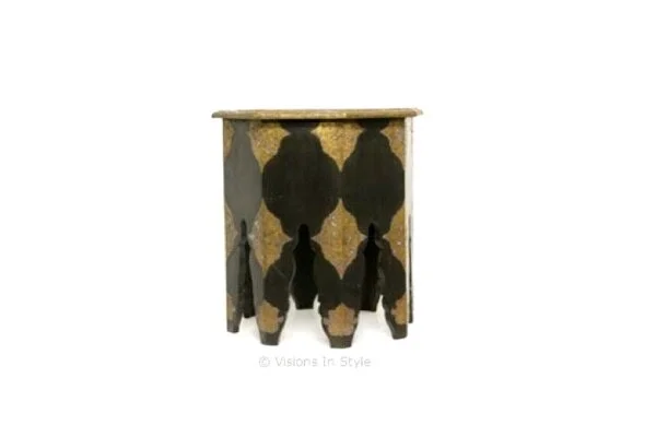 Black and Gold Octagonal Egyptian Side Table