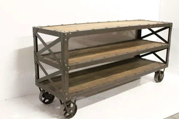 Industrial Console Table on Castors