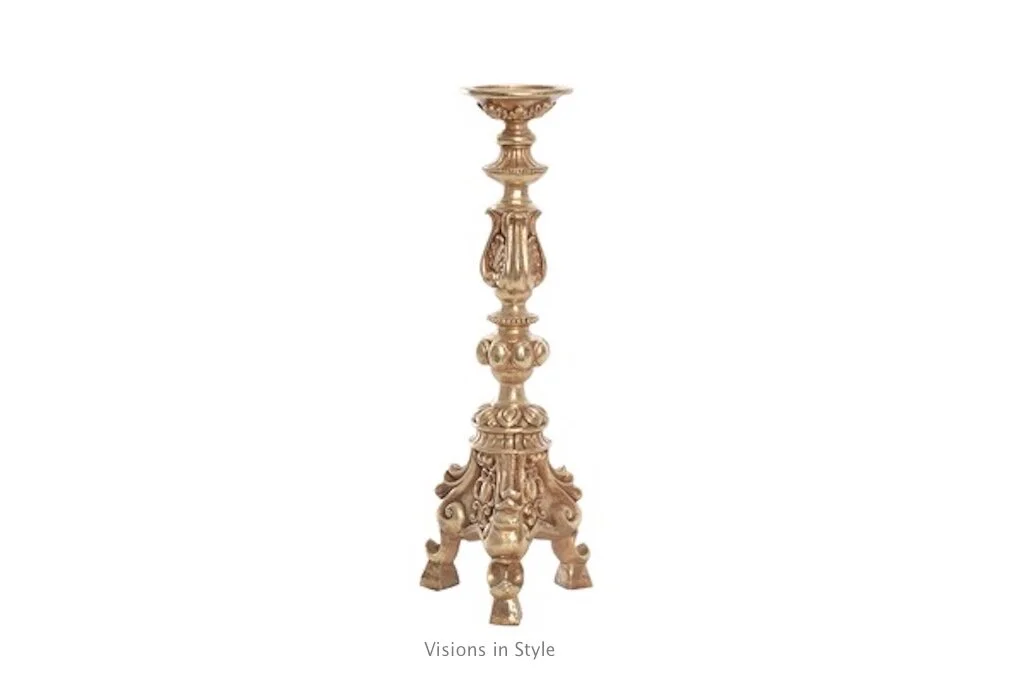 Decorative Gold Leafed Single Candelabra- Short