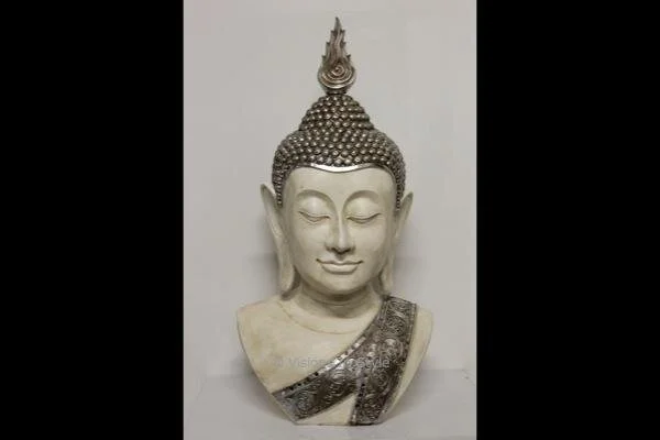 Large White and Silver Buddha Head