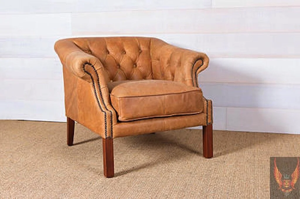 Tan Chesterfield Armchair