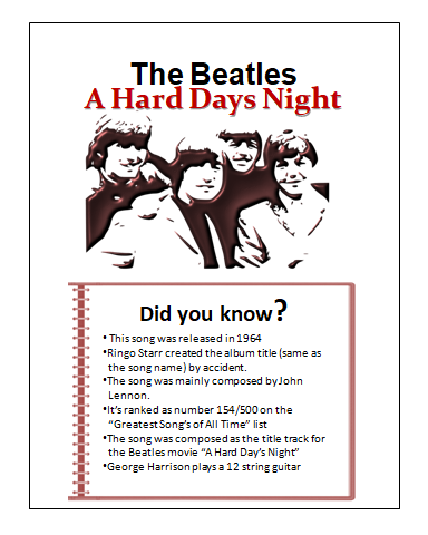 pop song worksheets the beatles a hard day s night esl hacker