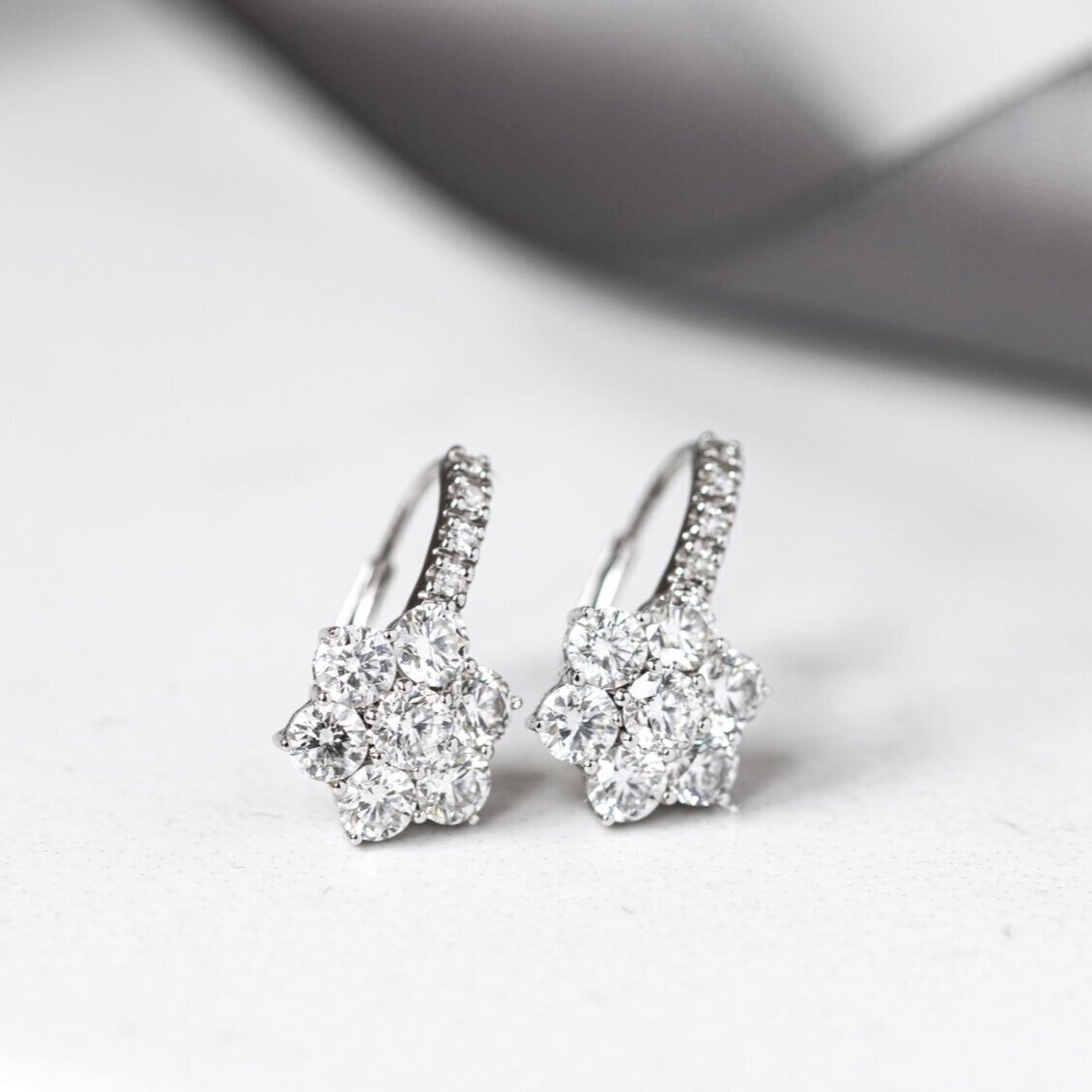 Diamond and 18ct Gold Cluster Earrings