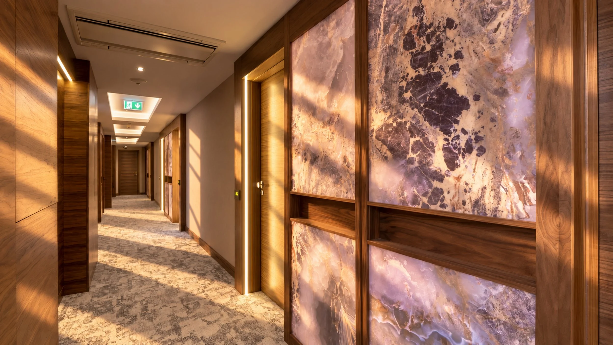 Warm Sunbeams Through a Luxury Hotel Corridor.jpg