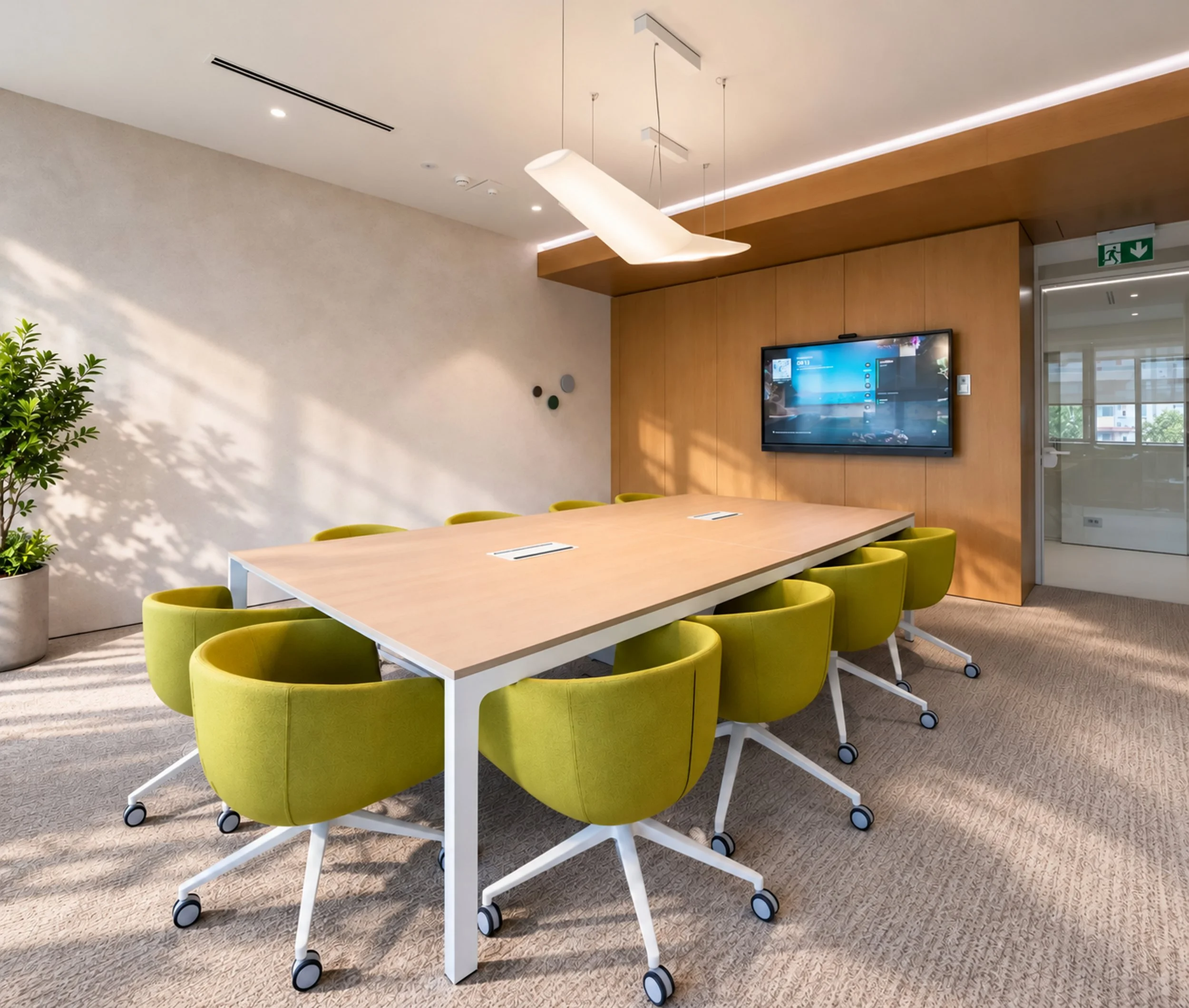 Sunlit conference room, reflection-free glass door.jpg