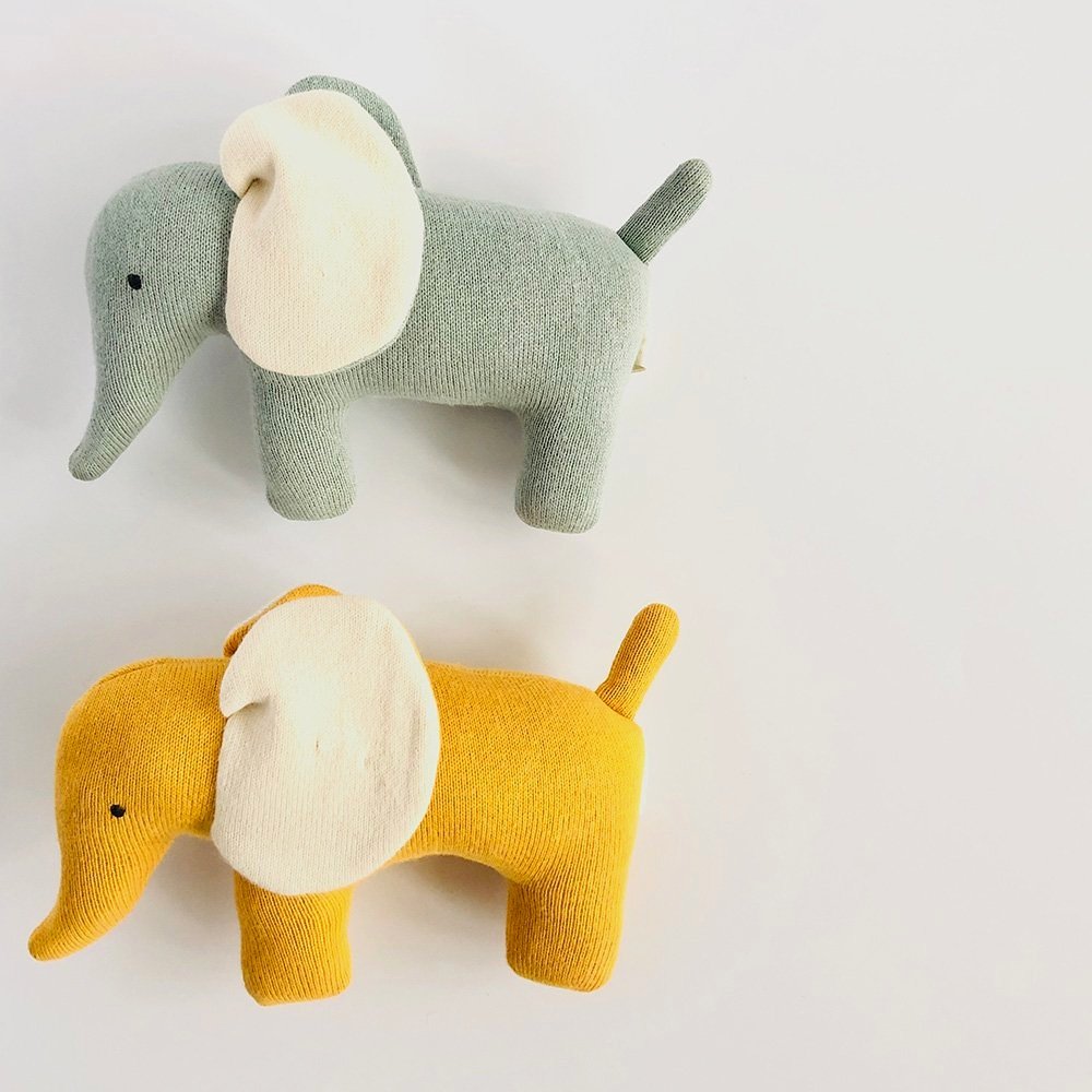 Elephant Cotton Soft Toys Scandi Soft Knit Organic Elephant Toy