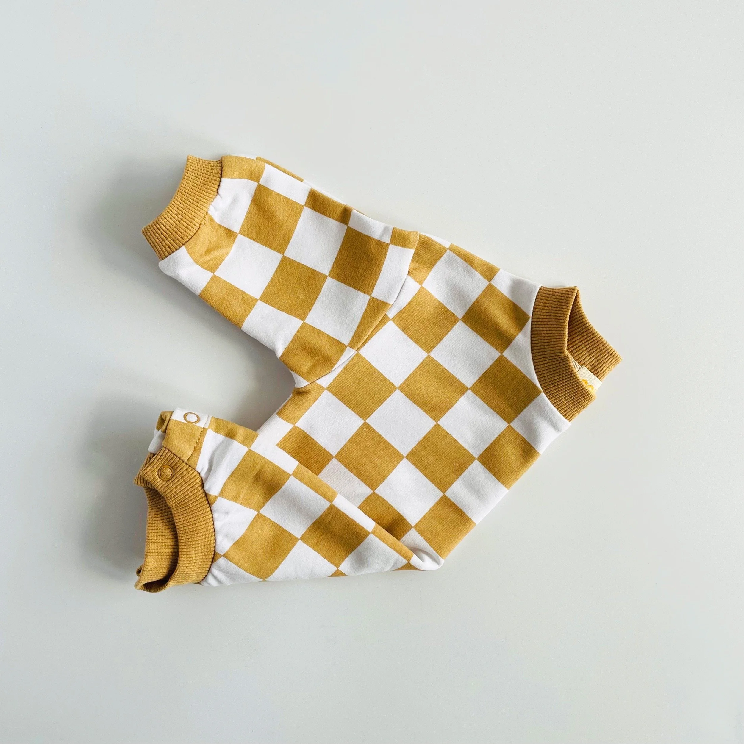 Cute Yellow Check Baby Knicker Romper