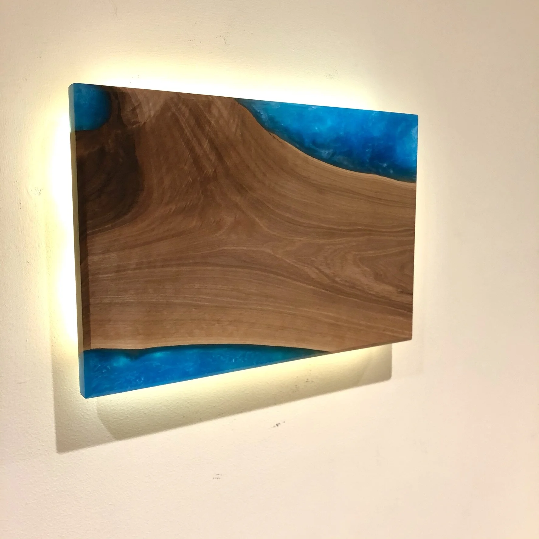 Backlit Yew & Blue Resin Wall Art — Tideline Interiors