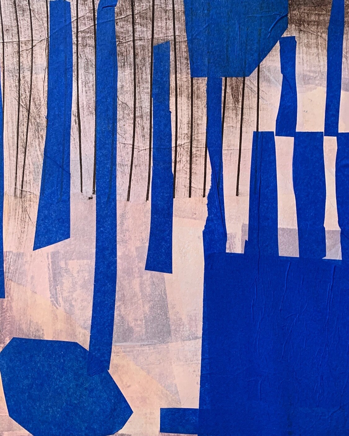 WIP -Monotype and Collage in Royal Blue -just can&rsquo;t let go of this colour! 
&bull;
&bull;
&bull;
&bull;
&bull;
#artwork #art #abstractcollage #collageartwork 
#monotypeprintmaking #mixedmediacollage 
#abstractart #abstractprintmaking 
#artforsa