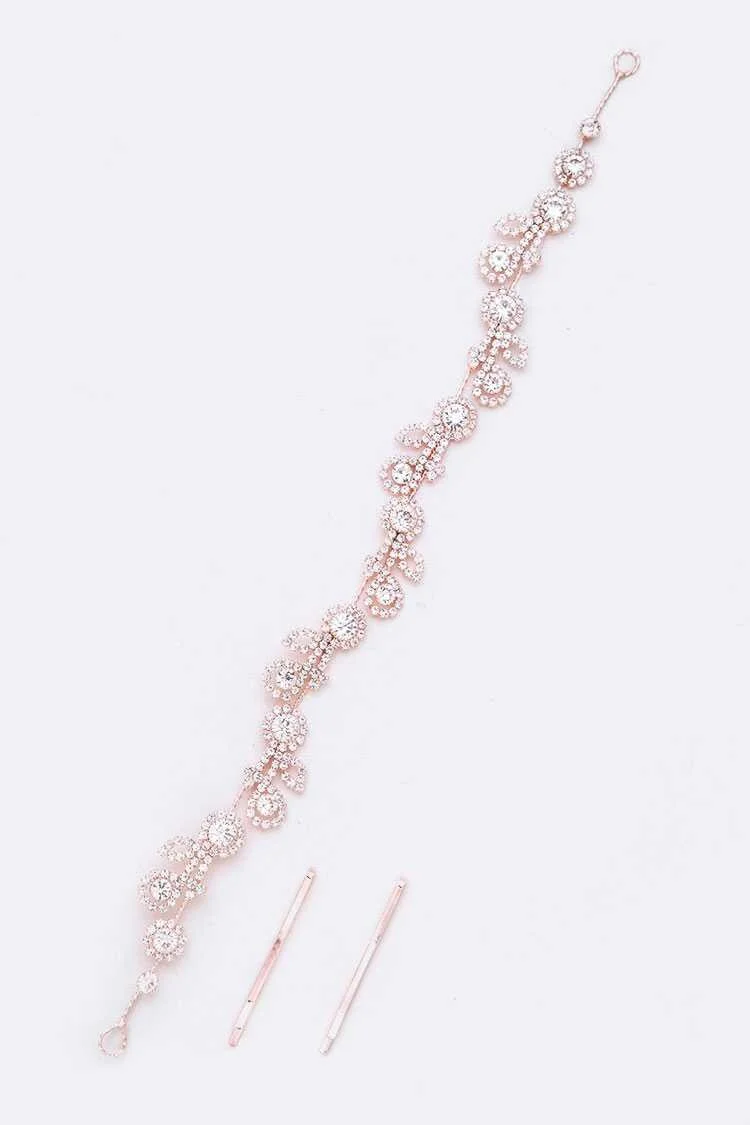 Rhinestone Flower Designed Convertible Head Piece