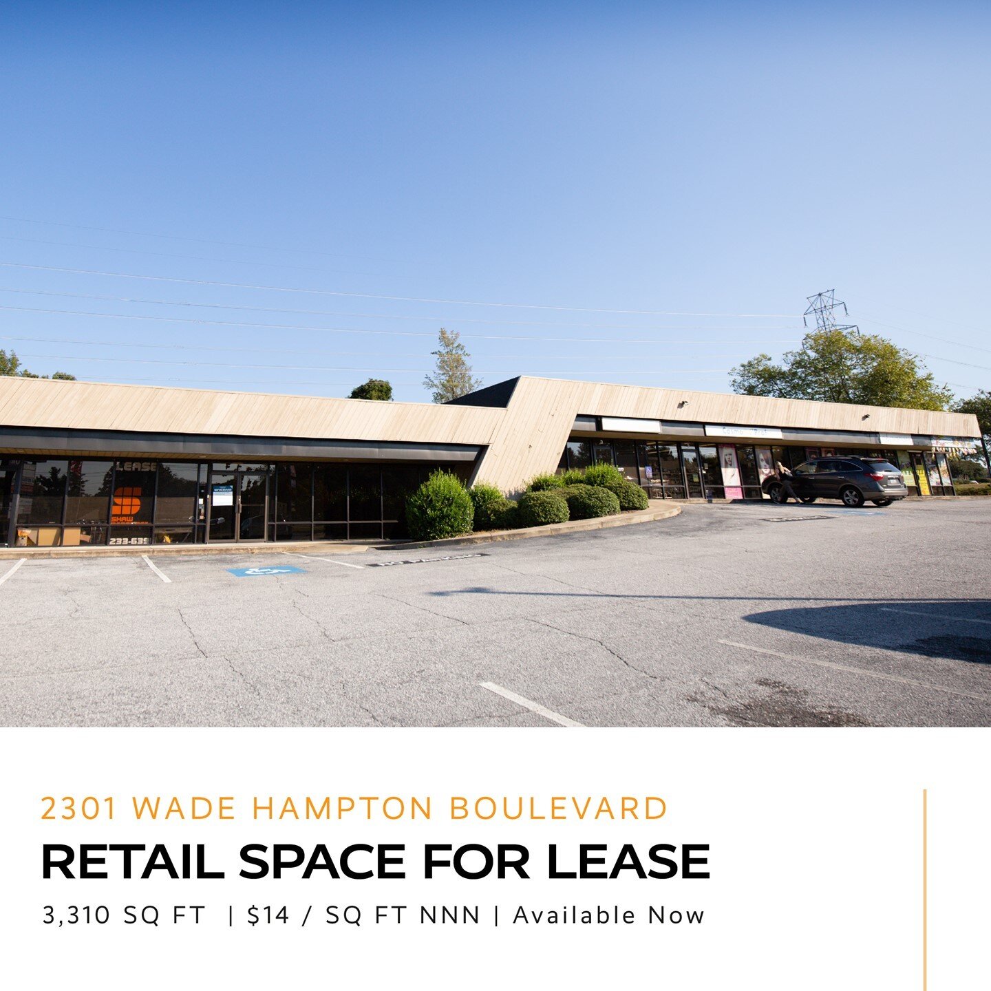 Available Now: 3,130 SQ FT of retail space at 2301 Wade Hampton Boulevard. Join the likes of @Sweetbriarvintage, Black Sheep Market, @sallybeauty, and more at this prime location. Call us today at (864) 233-6391!