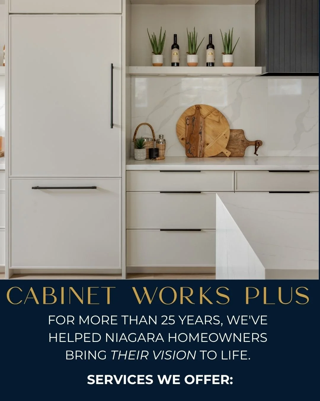 Serving the Niagara area, check out @cabinetworksplus for your upcoming project!🏠️⁠
⁠
#ad #cabinetworksplus #ourhomesmagazine⁠