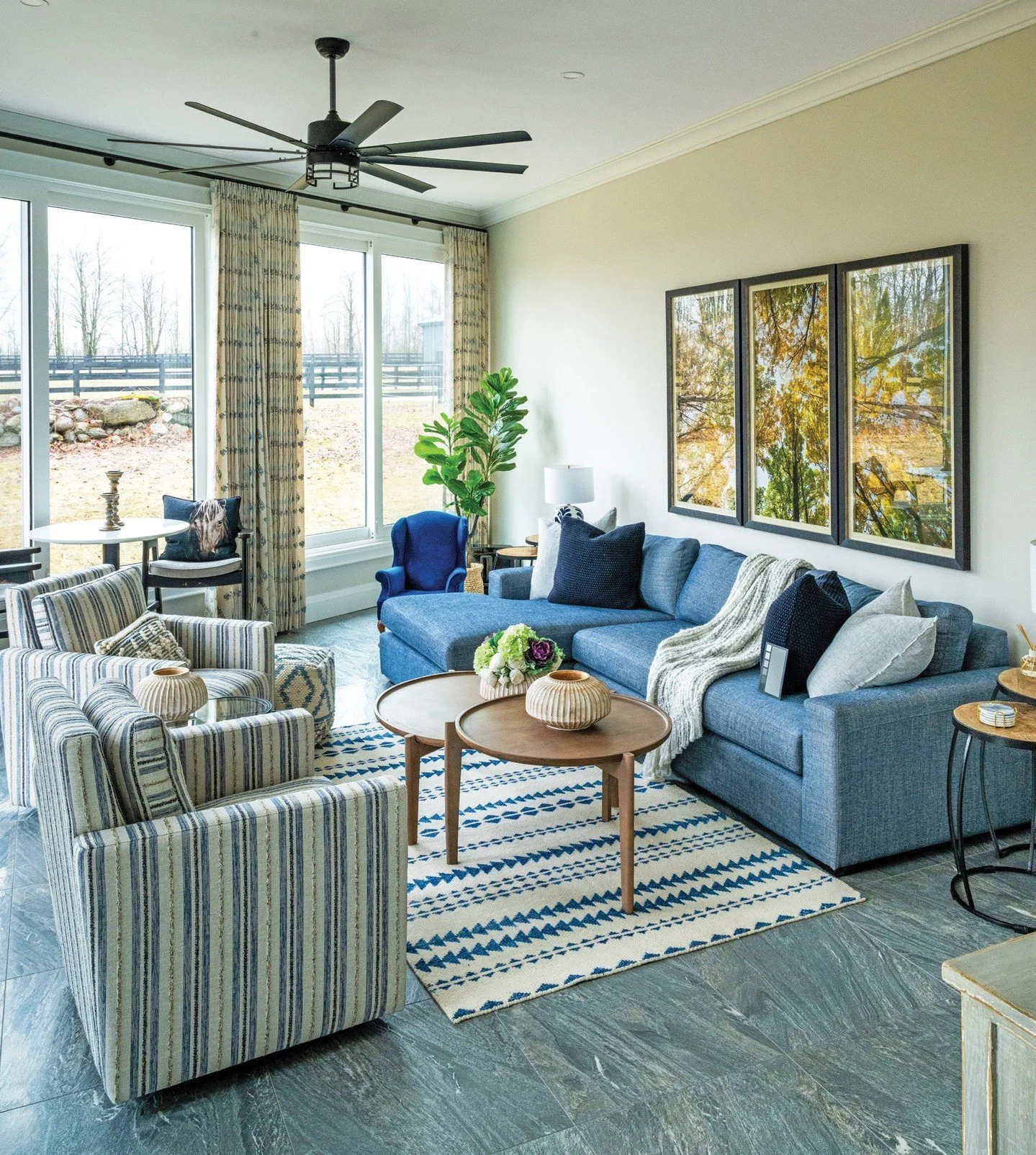 In the Summer issue, we tour this newly renovated 1974 farmhouse that sits on 50 acres just west of Orillia. One of the design features includes a four-season sunroom, which is the most enjoyed spot in the home. A concrete pad at the back of the hous