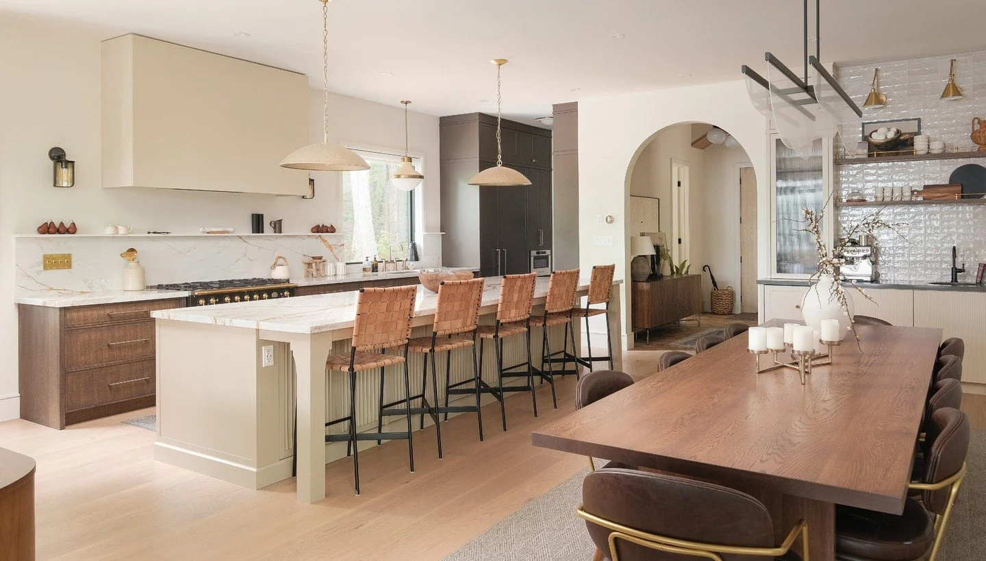 Tucked away on Fortescue Lake, this family cottage property has been a fabulous find for the homeowners. Following a full re-build, they now enjoy the spacious kitchen island and large dining table anchor this open-concept living area, reflecting the