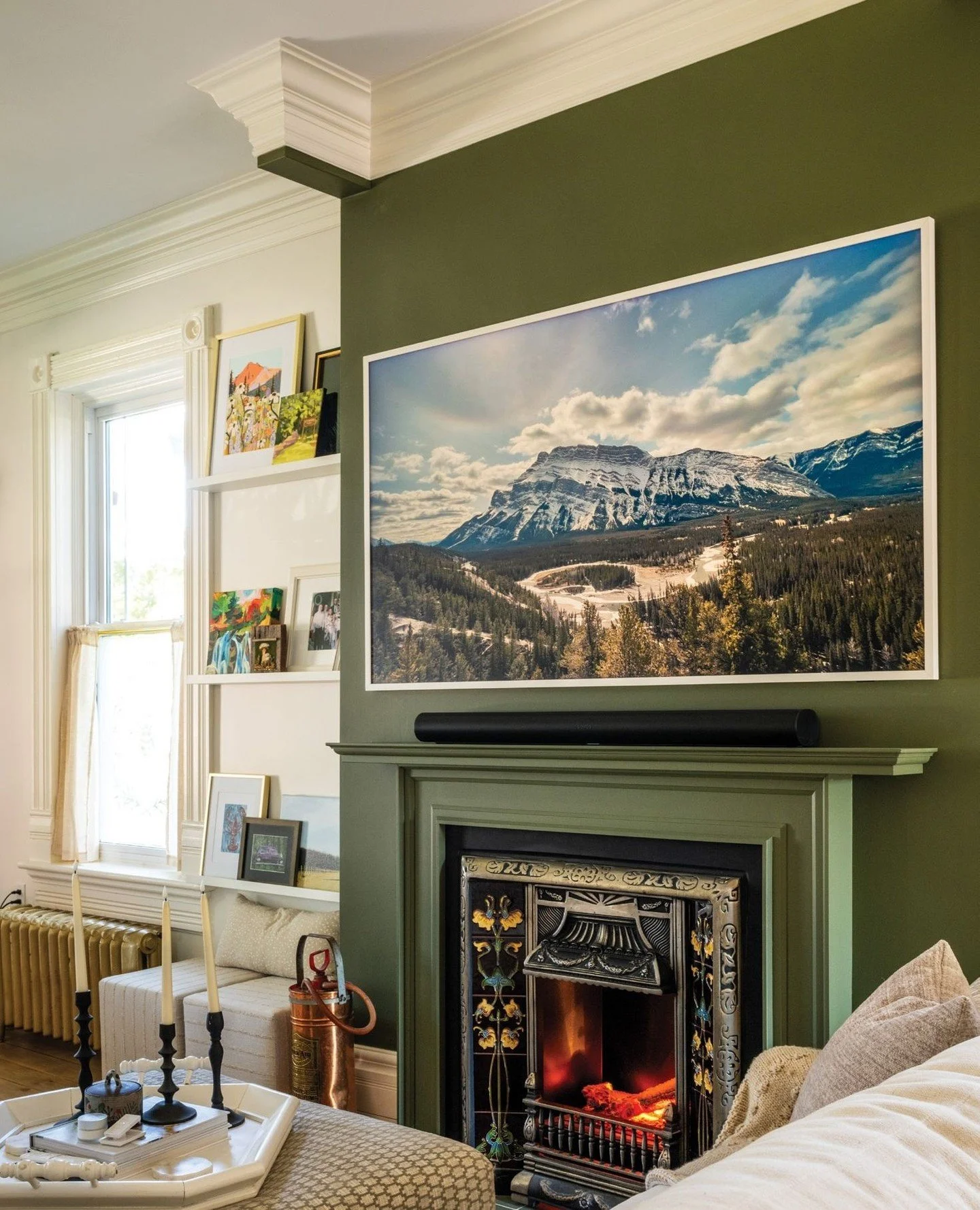 Balancing historical character with modern family living was the guiding principle behind the transformation of this Victorian-era home in Meaford, including the living room. The fireplace mantel was rebuilt to better balance the room&rsquo;s proport