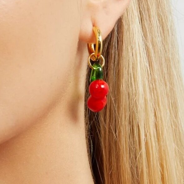 Sandralexandra - Gold hoop cherry earring