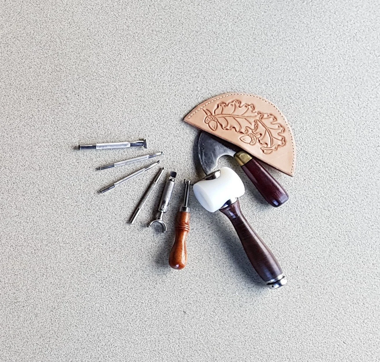 A range of leatherworker's tools