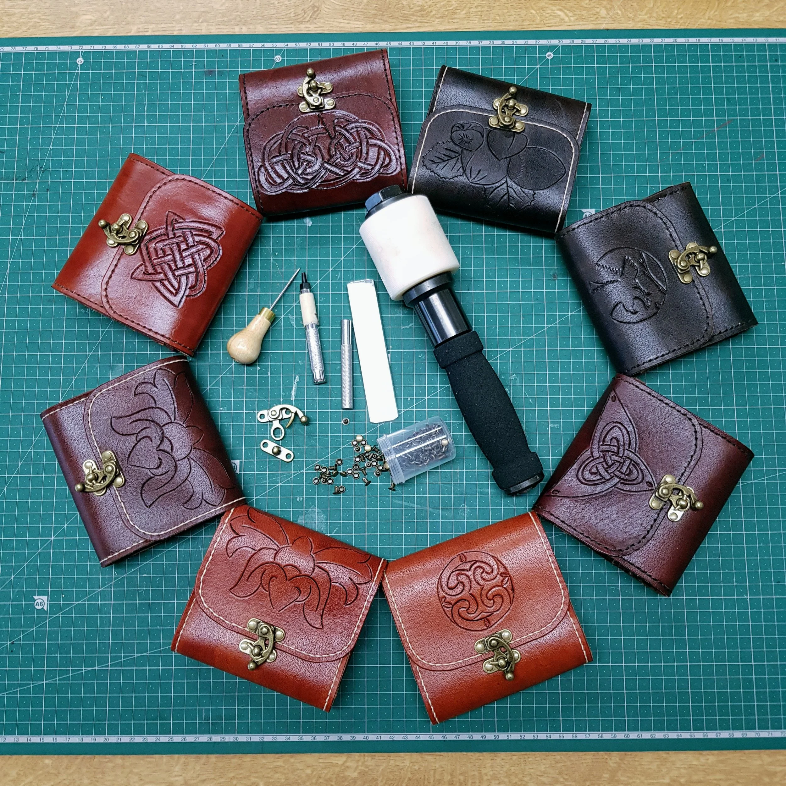 Leather Belt Pouches ready for hand stitching