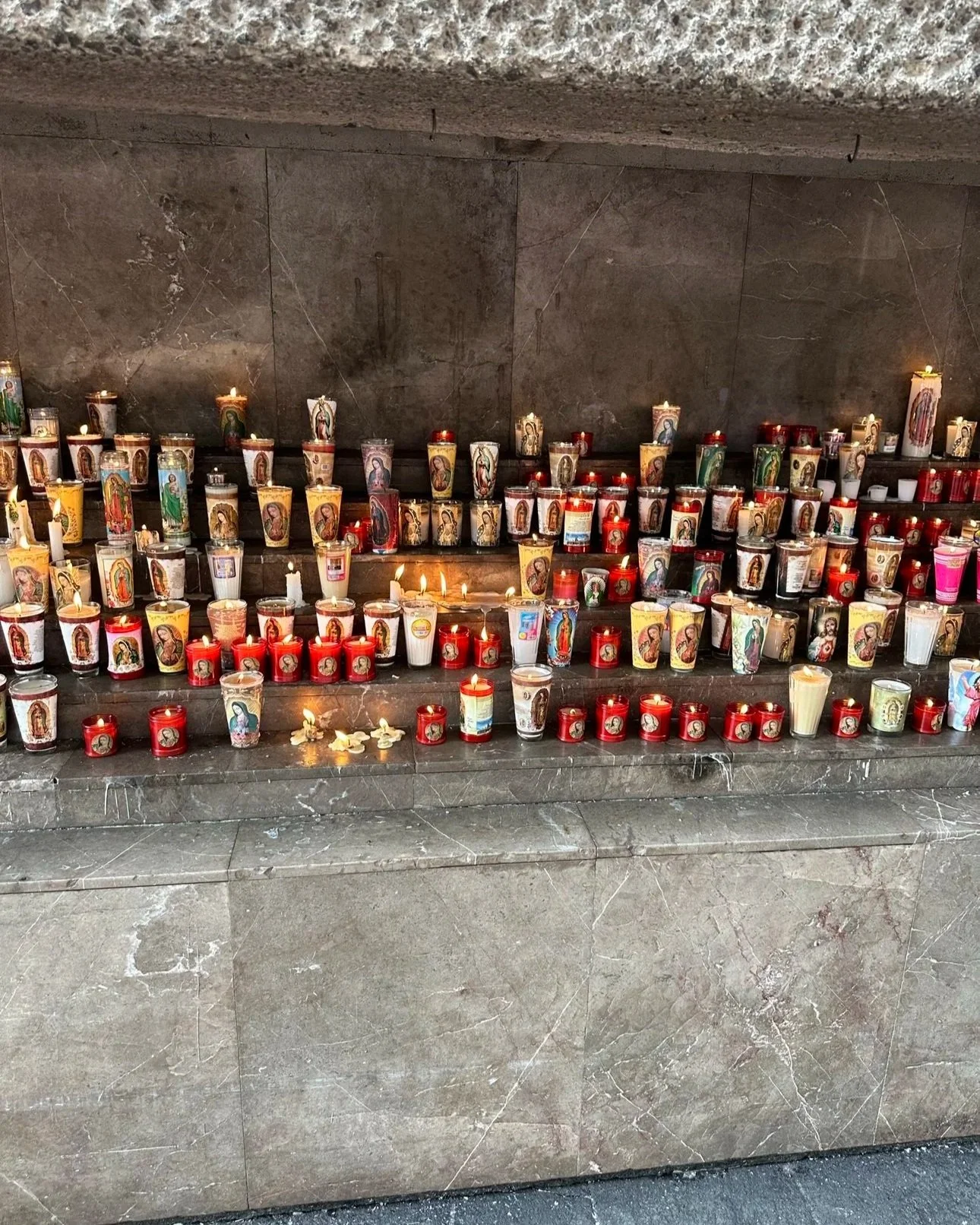 Candles burning at Guadalupe Shrine