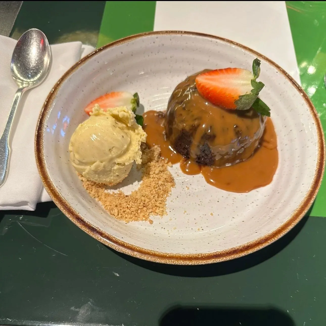 sticky toffee pudding at Guilty Bar nhow London Hotel
