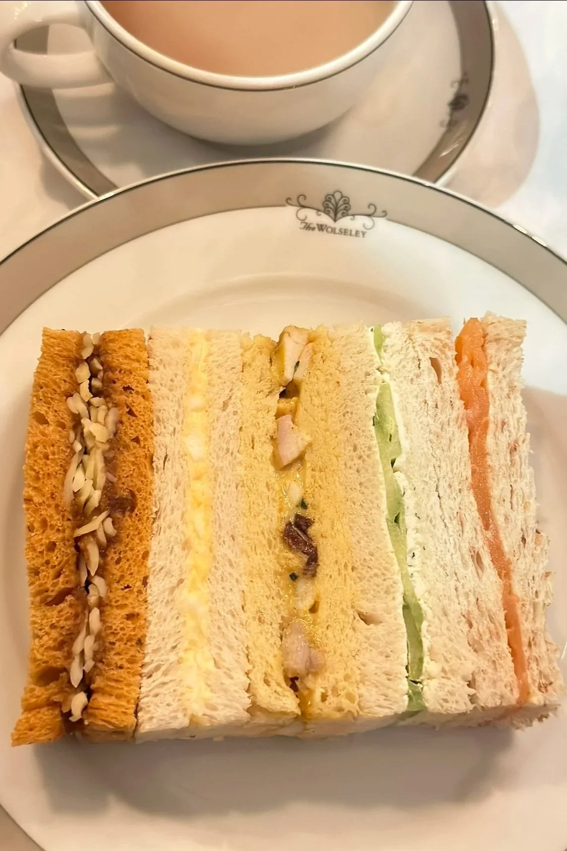 finger sandwiches during afternoon tea at The Wolsely, London