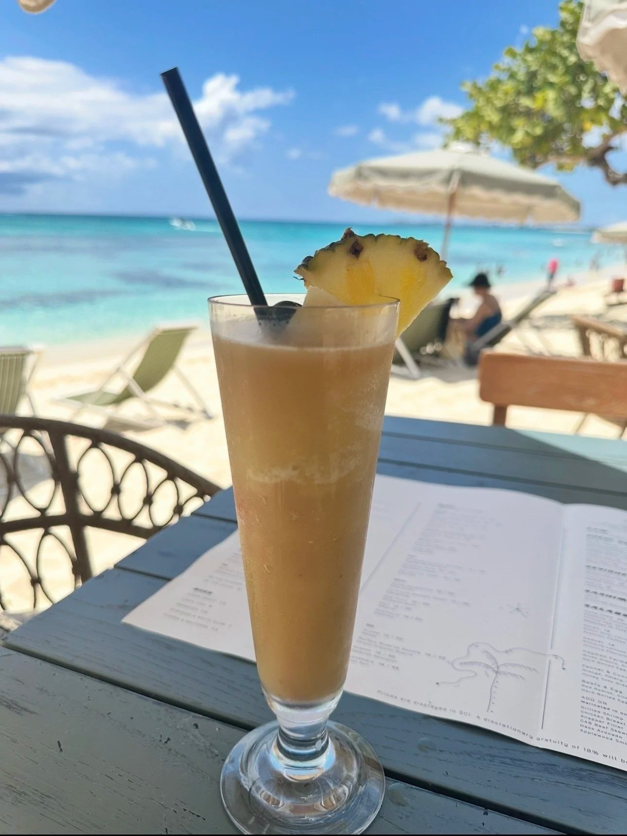 frozen pina colada at Bonny Moon Beach Club, Grand Cayman