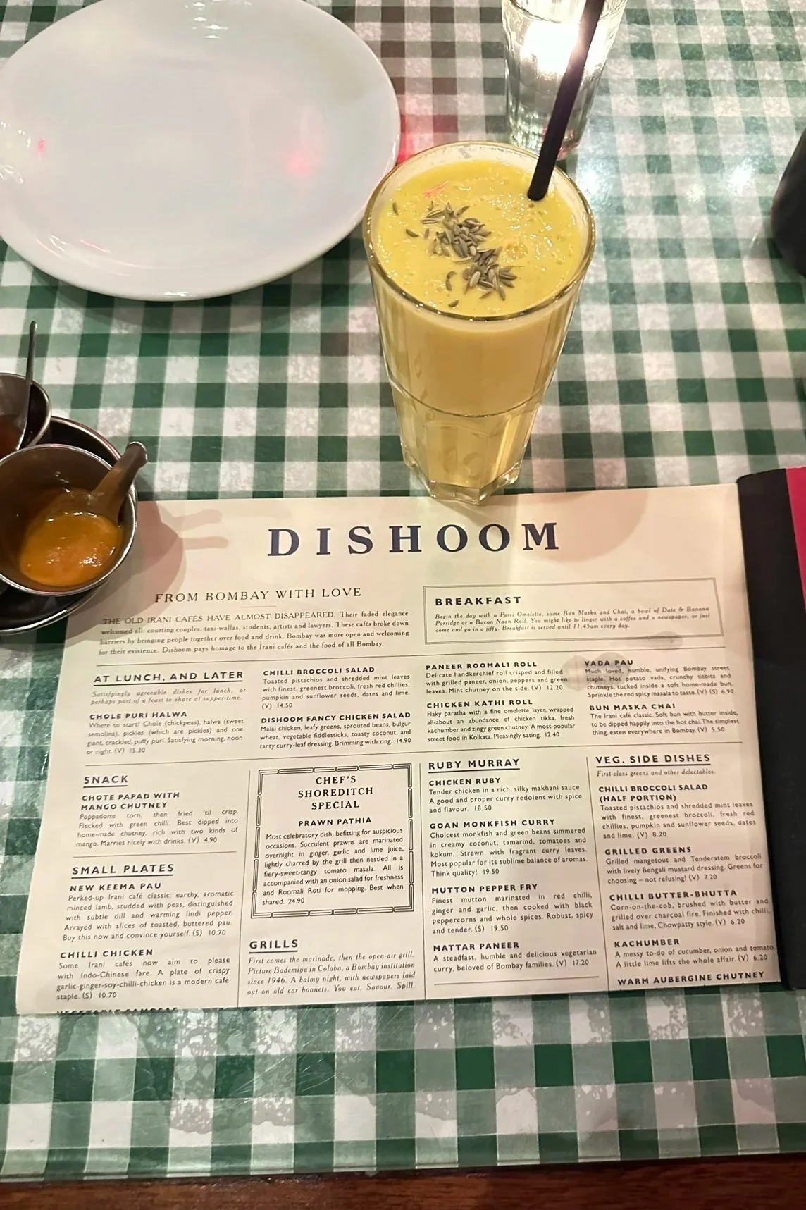 Mango Lassi at Dishoom restaurant in London