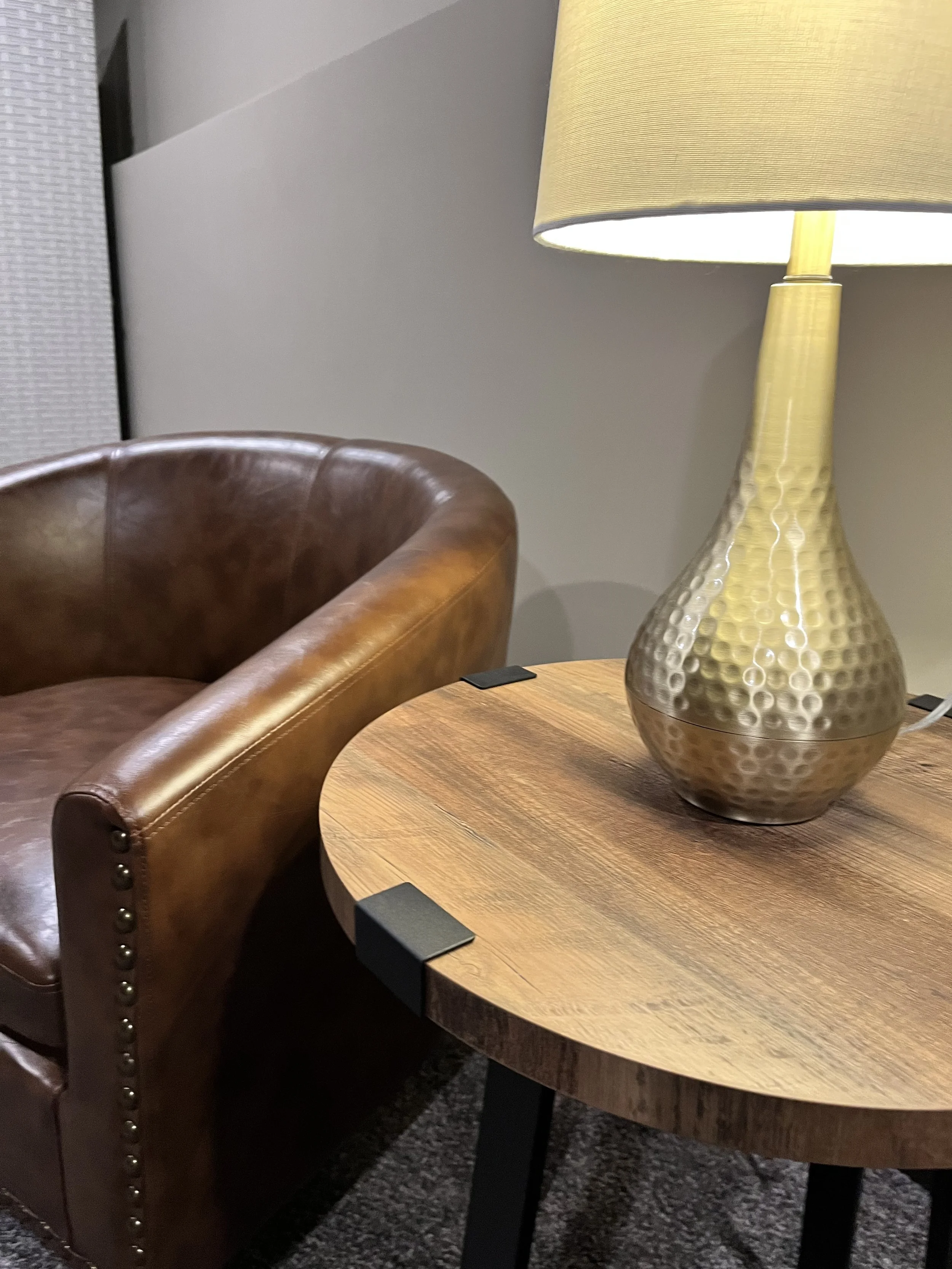 My table lamp from Safavieh in the basement.