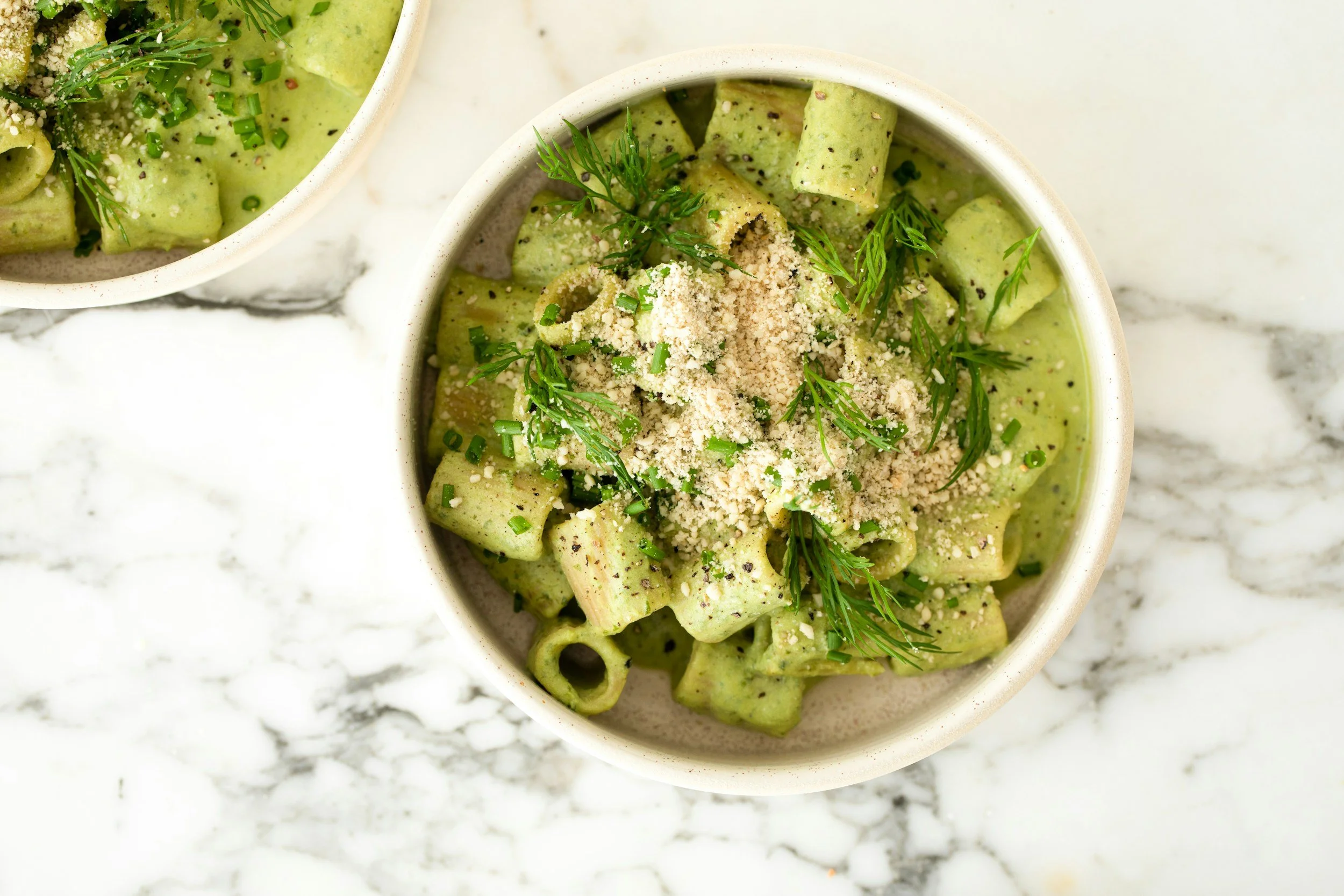 Herbed pasta in a bowl