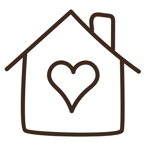 A hand drawn home with a heart in the middle