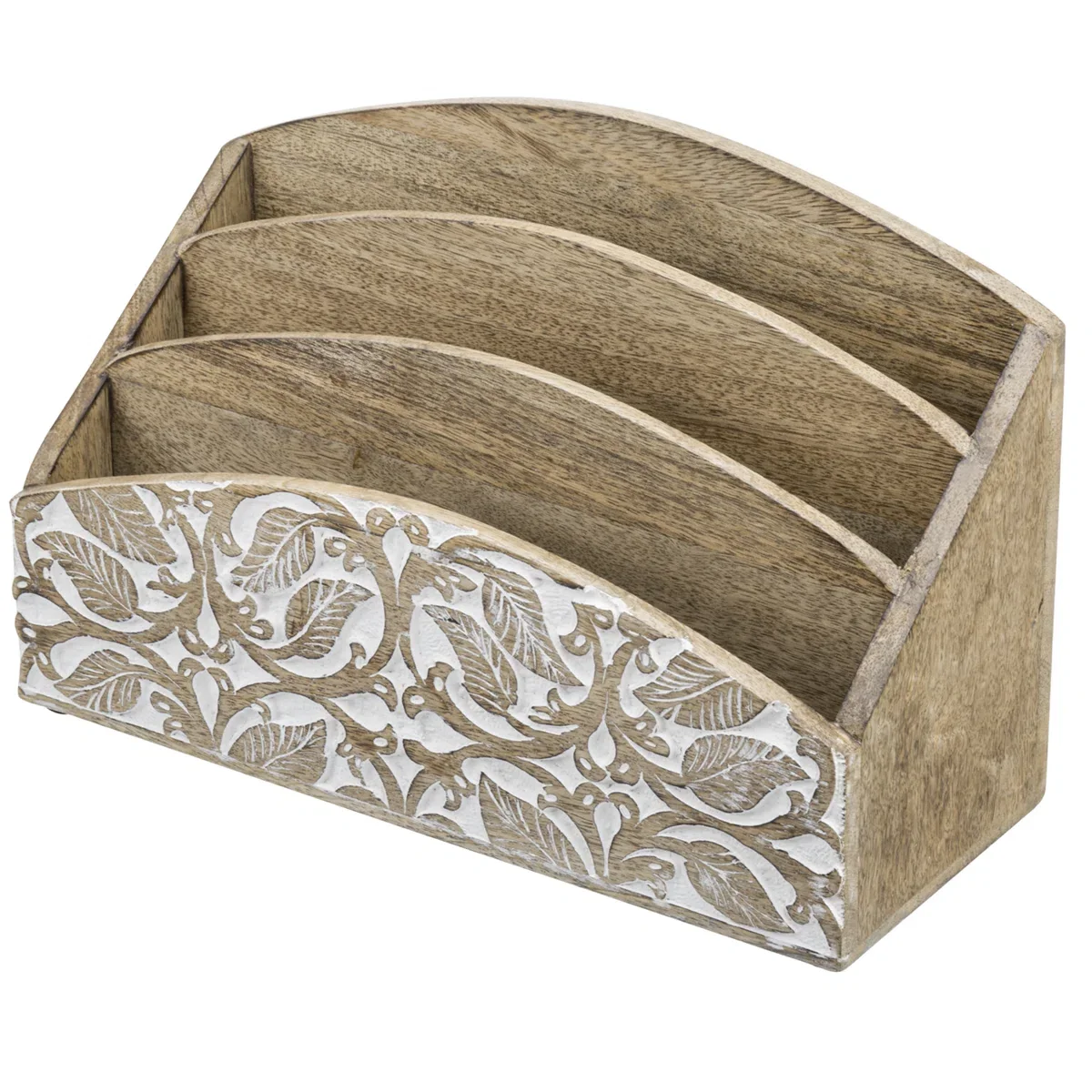 August Grove Mango Wood Desk Organizer