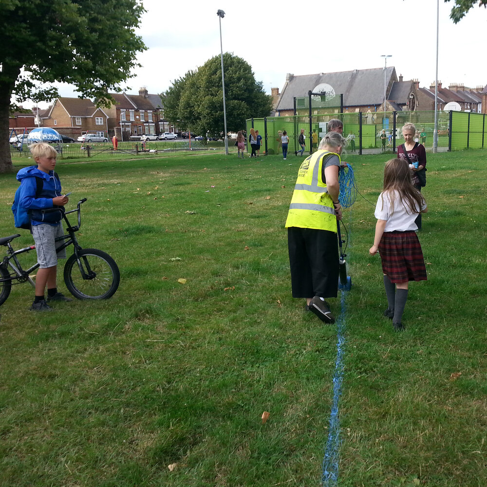 Painting the line in Boundary Road recreation ground (with help!)