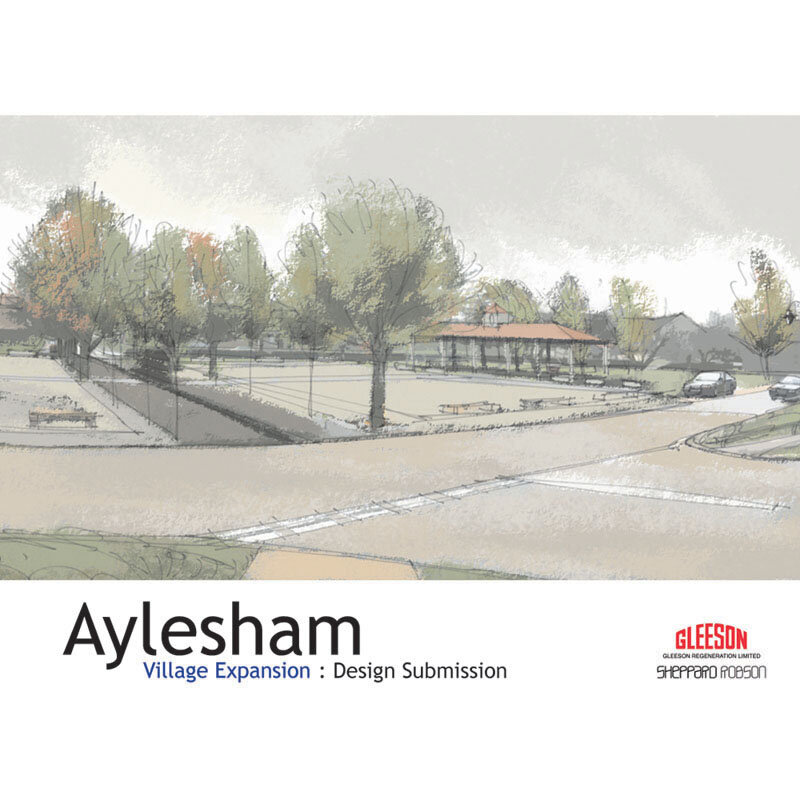 Sheppard Robson visual of coal seam sculpture on Aylesham village green.