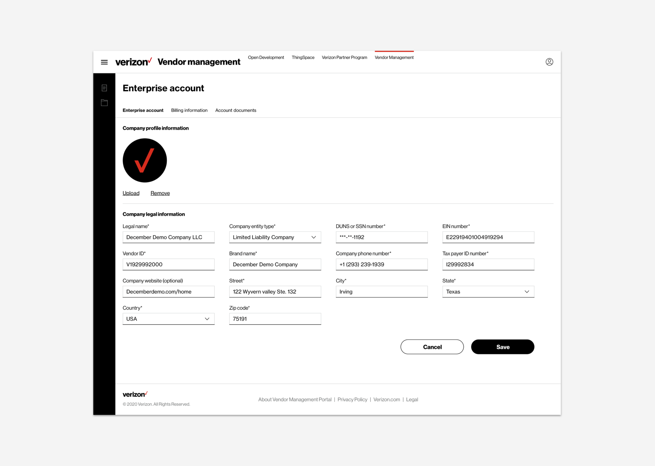 Enterprise account details
