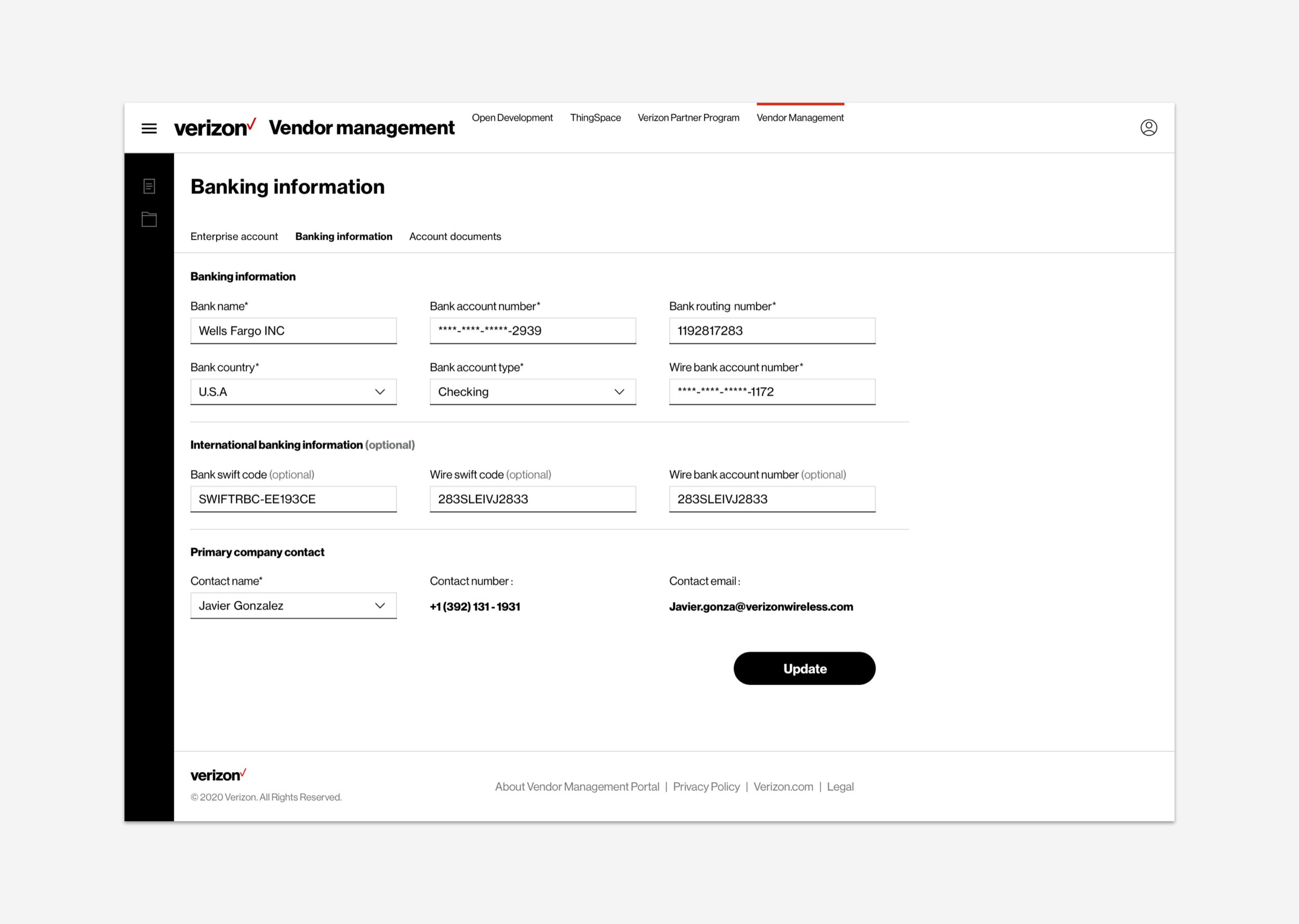 Banking information