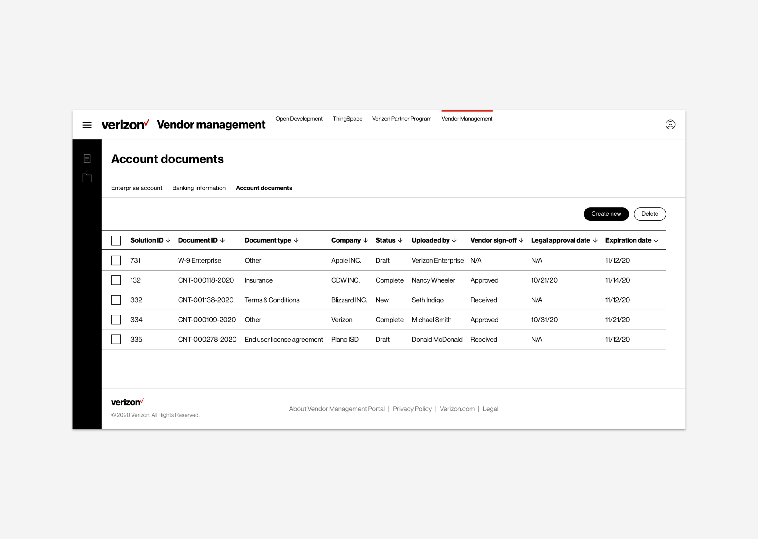 Enterprise documents - vendor upload
