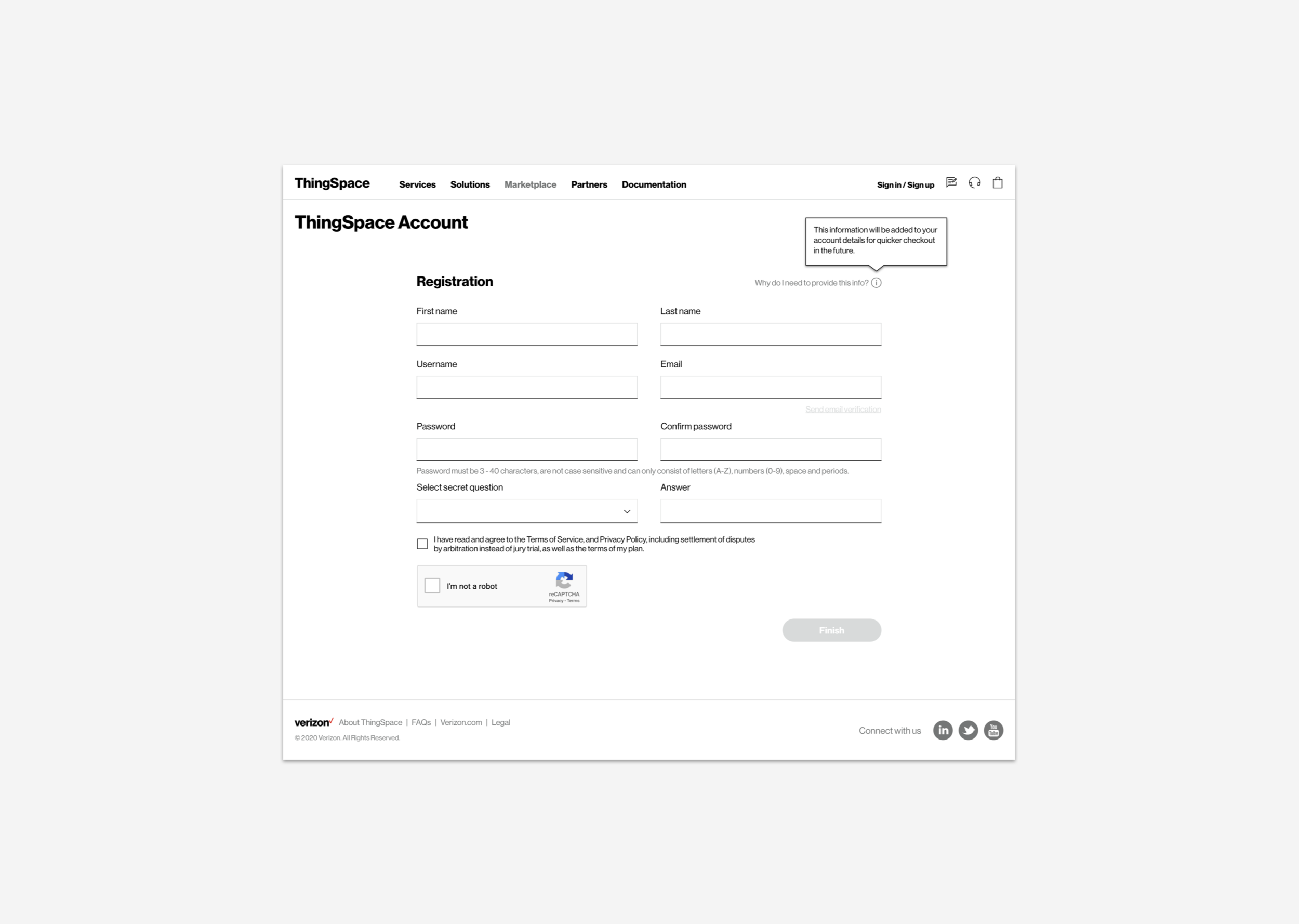 Marketplace account registration