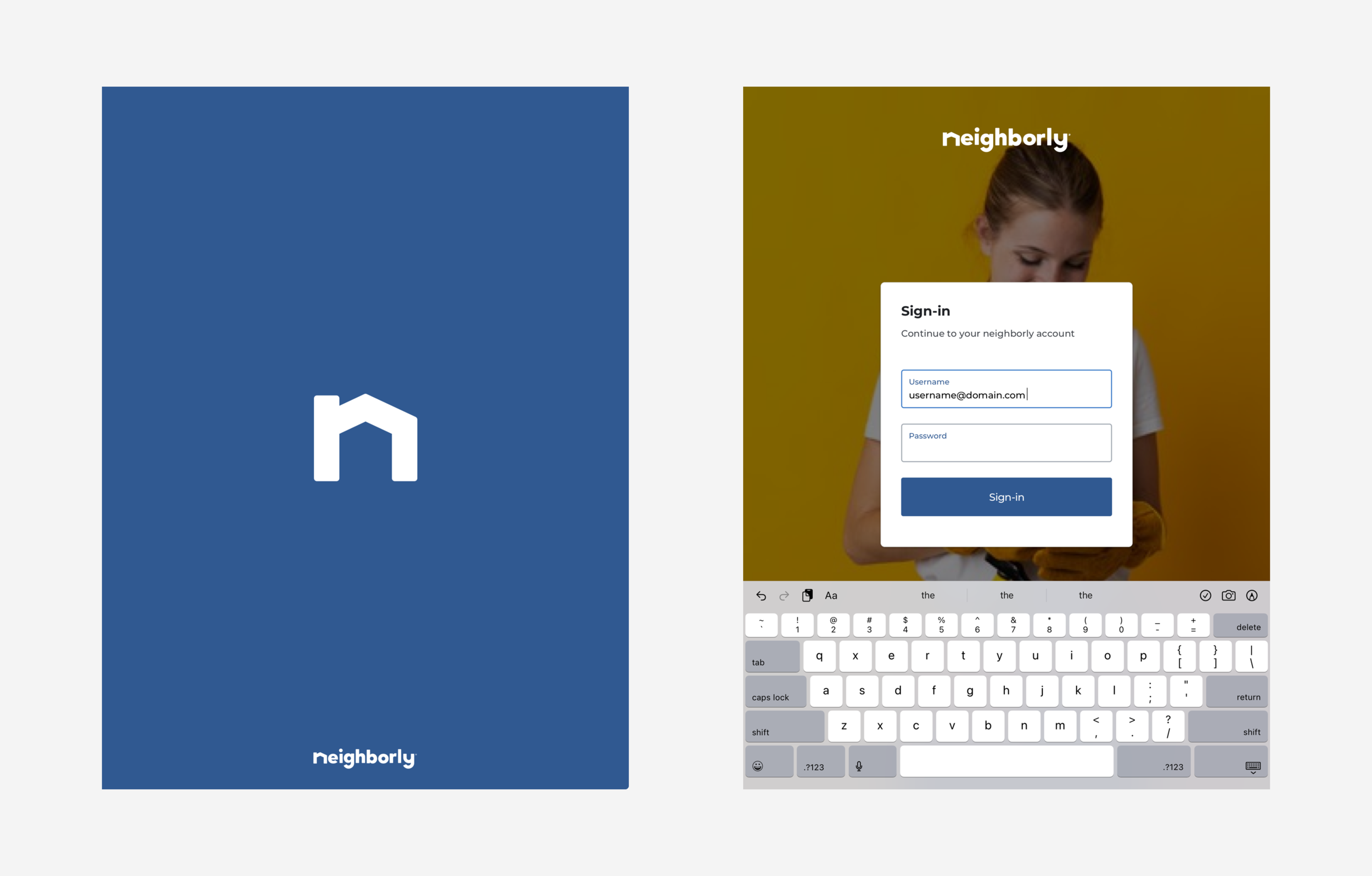 Splash screen + sign in