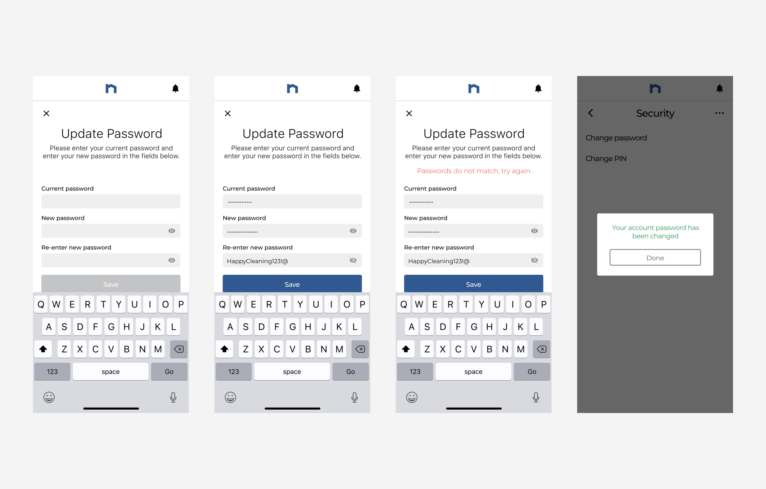 Update password flow