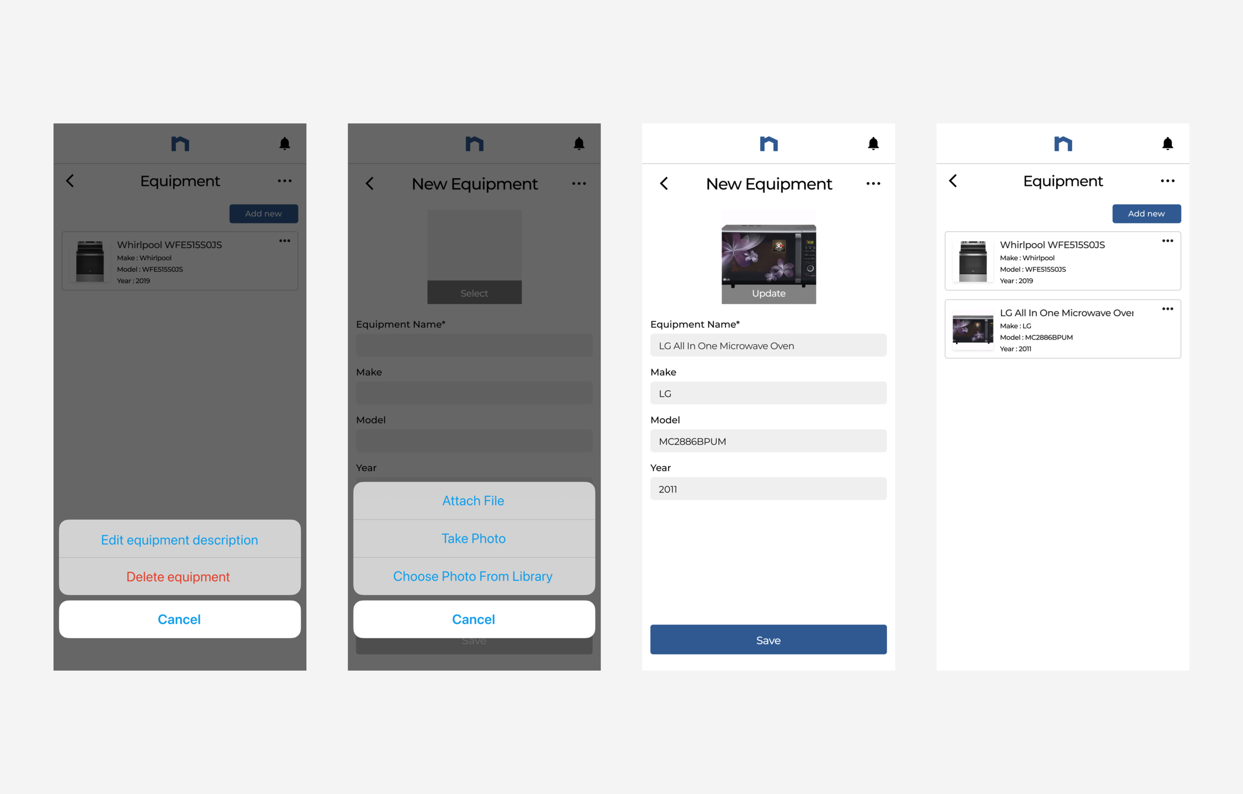 Add customer’s equipment information