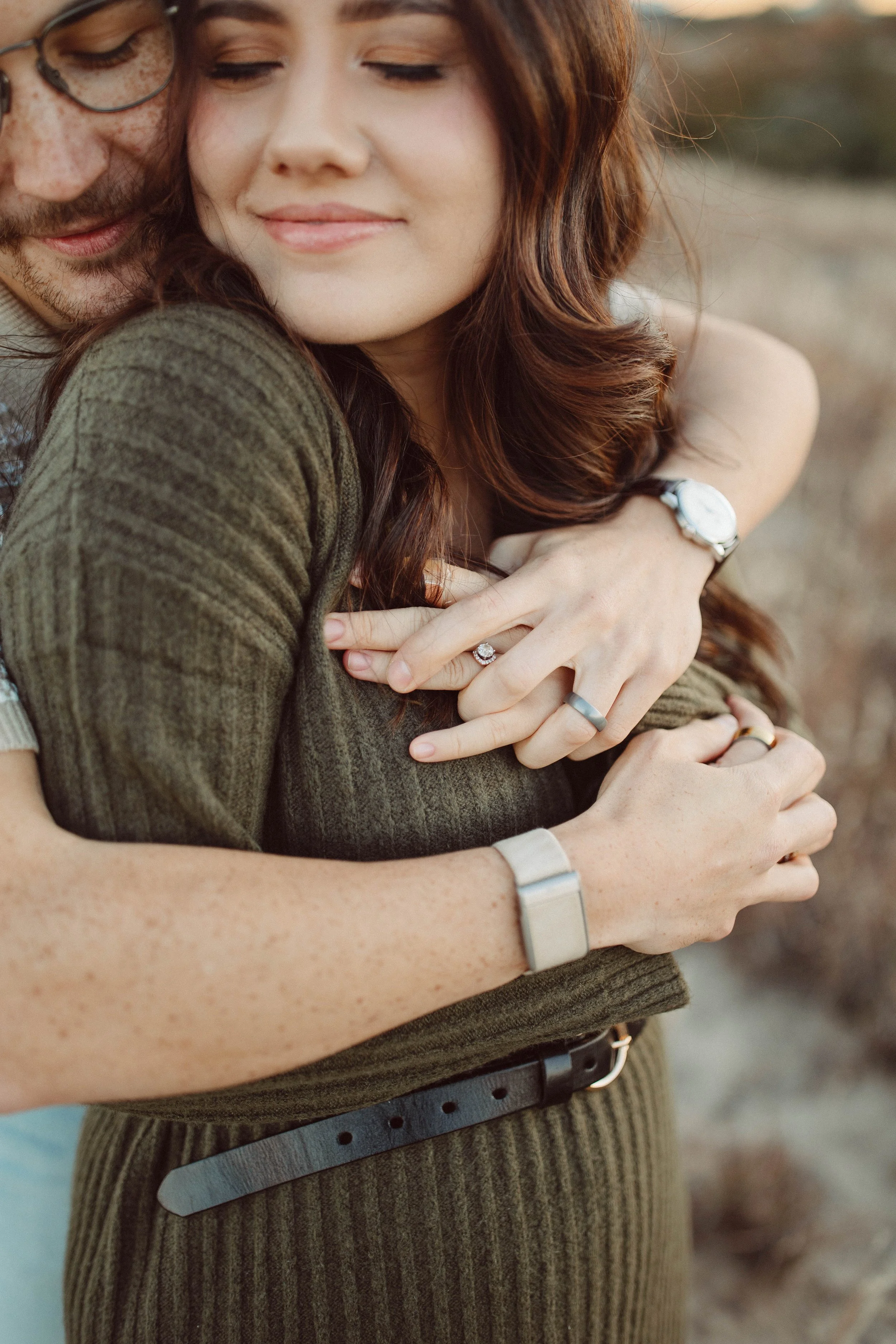 Couple posing during a fall family photo session in Virginia Beach