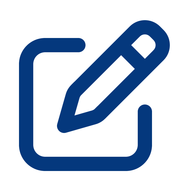 Icon of a pencil inside a square outline, representing editing or writing.