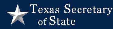 Texas Secretary of State logo featuring a silver star and text