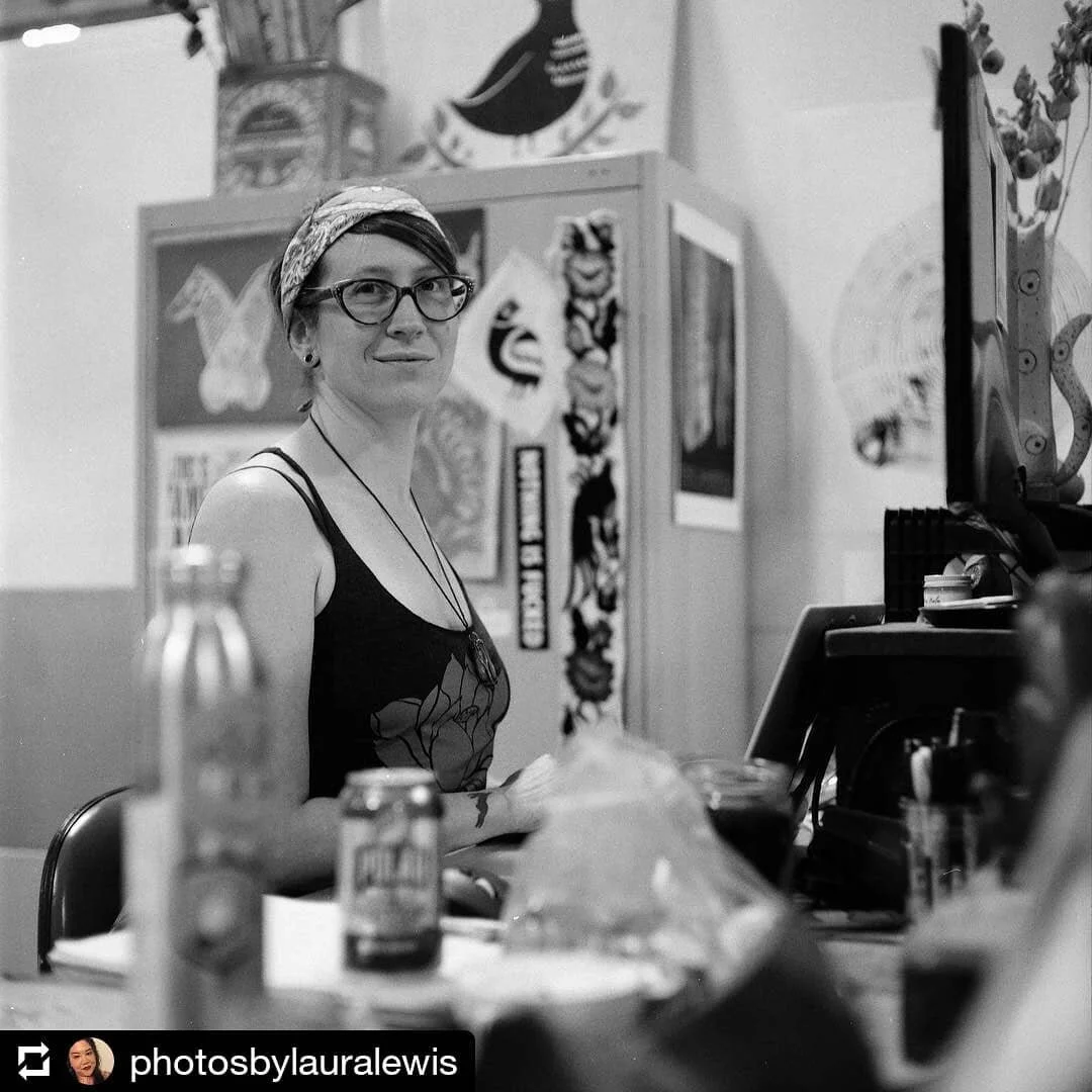Portrait by Laura Lewis of me in my former studio, 2018