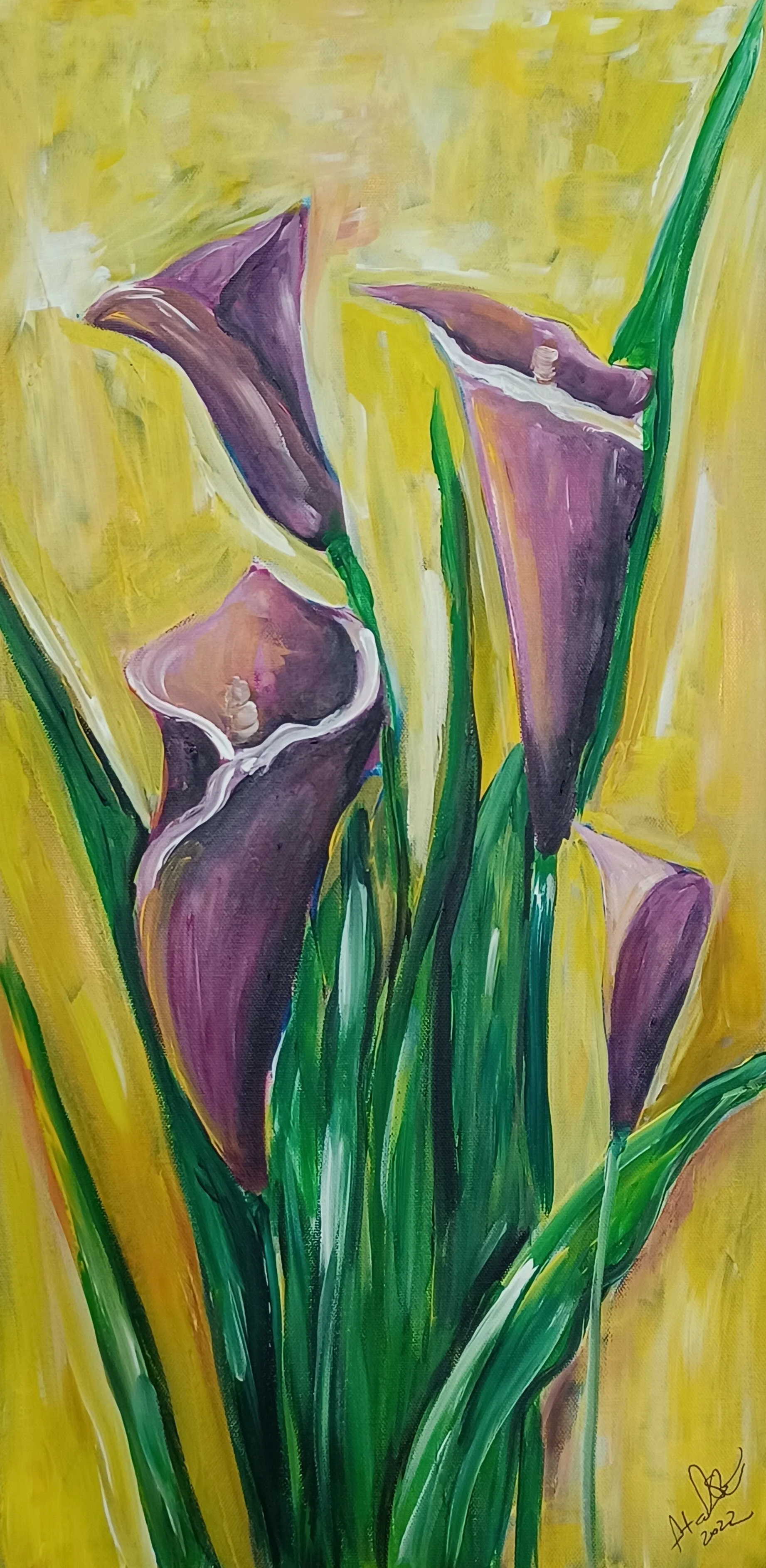 Purple Irises 2022 Arcylic on Canvas 12in x 24in Shay.jpg