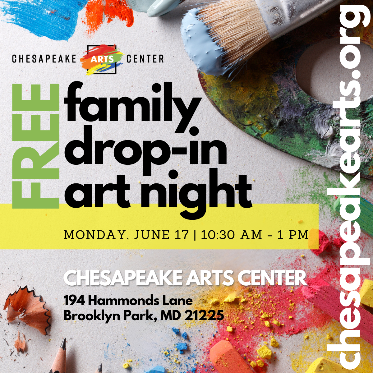 FREE Family Drop In Art Day at Chesapeake Arts Center 6/17
