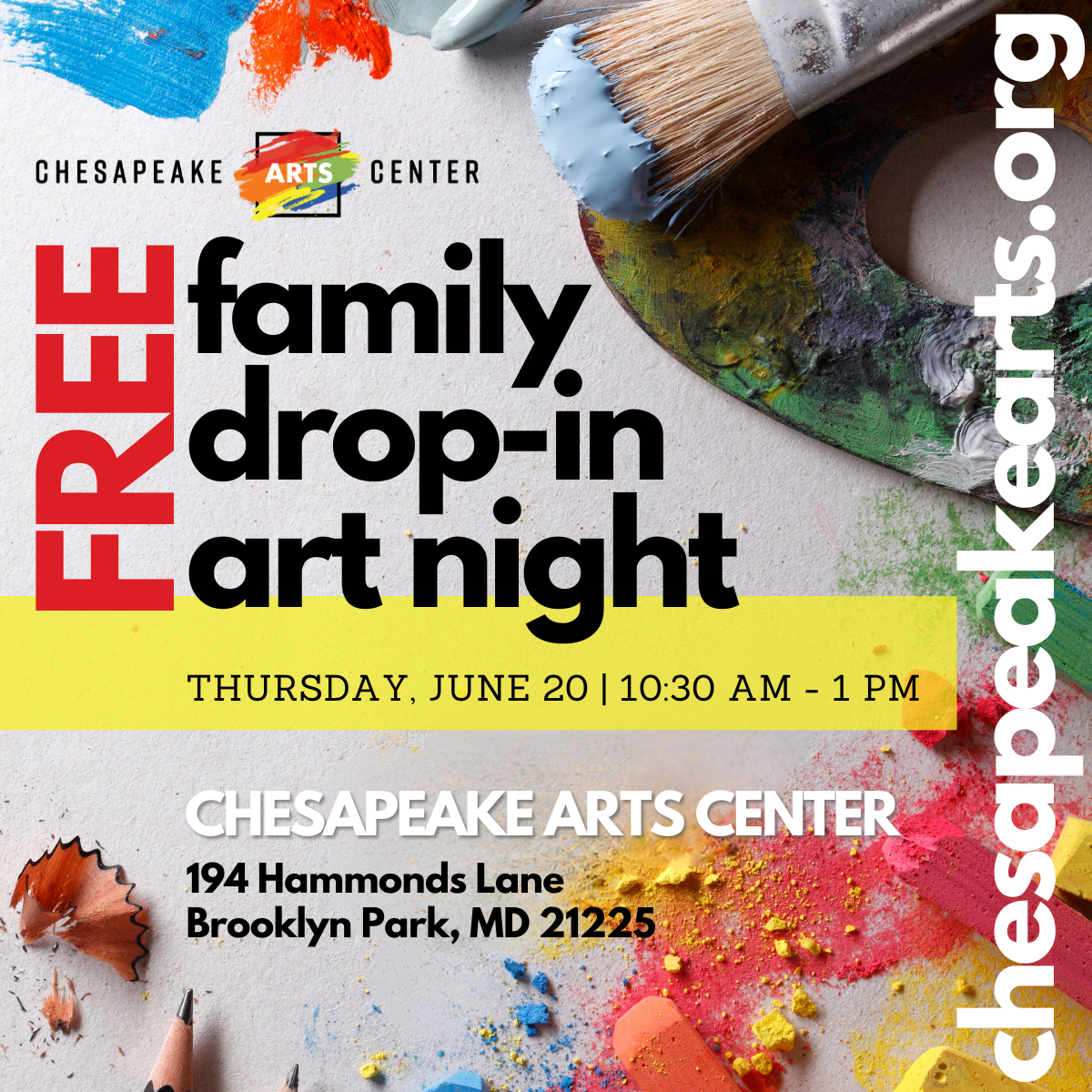 FREE Family Drop In Art Day at Chesapeake Arts Center 6/20