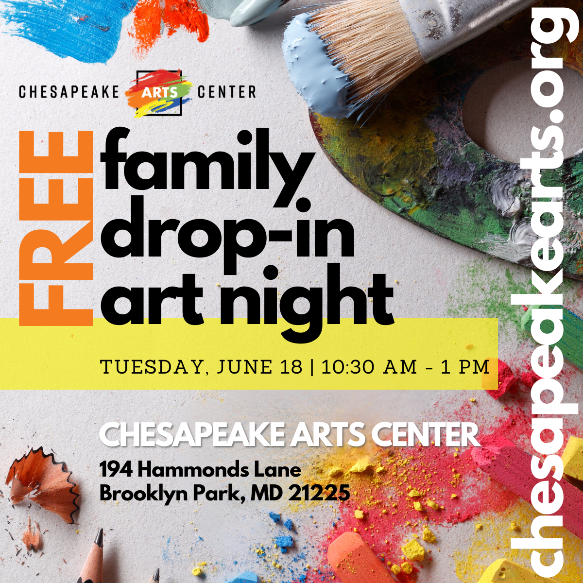 FREE Family Drop In Art Day at Chesapeake Arts Center 6/18