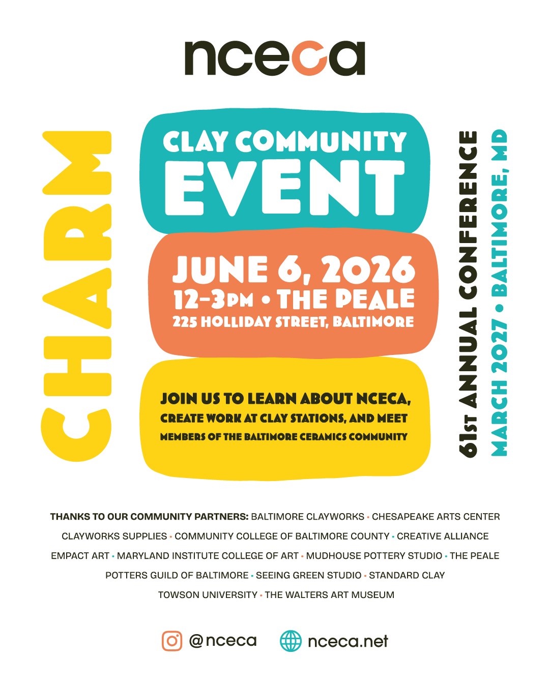 NCECA presents:  CHARM | Clay Community Event